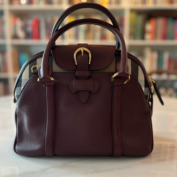 Burberry Handbags - Burberry Dark Red Leather 2-way Bag